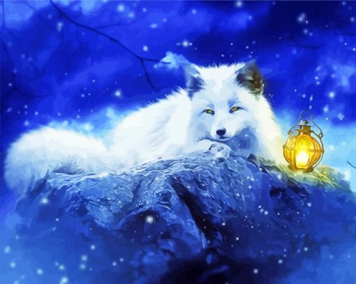 Arctic Fox And Lantern Diamond Paintings