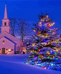 Christmas Church Tree Diamond Paintings