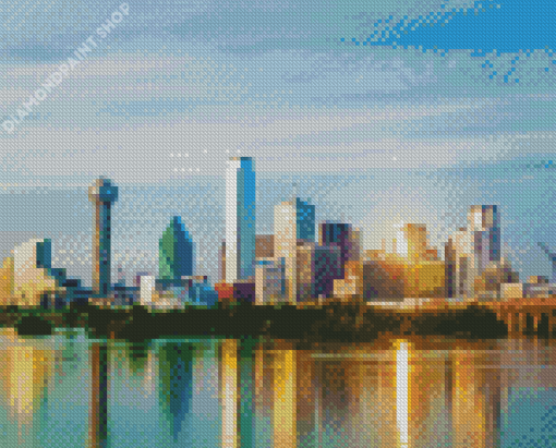 Dallas Skyline Reflection Diamond Paintings