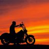 Harley Driving Into Sunset Diamond Paintings