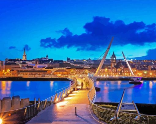 Londonderry Bridge At Night Diamond Paintings