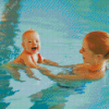 Mother With Baby Boy Swimming Diamond Paintings