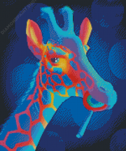 Neon Giraffe Eating Lollipop Diamond Paintings