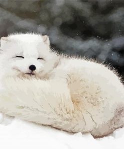 Sleepy Arctic Fox Diamond Paintings