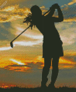 Sport Golf Lady Silhouette Diamond Paintings