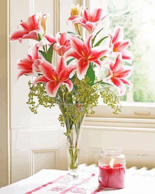 Stargazer Lily Vase Diamond Paintings