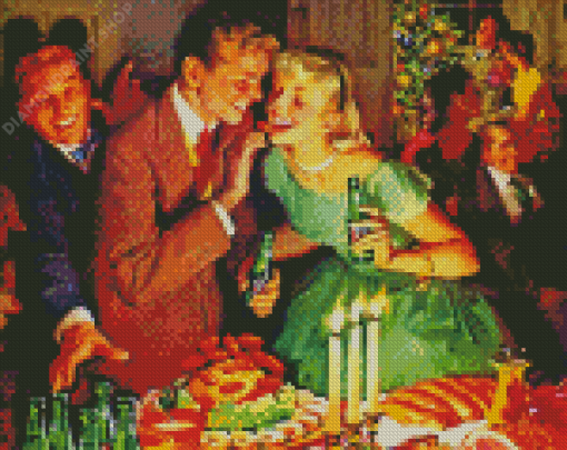 Vintage Christmas Dinner Party Diamond Paintings