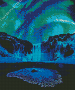 Winter Waterfall Aurora Night Diamond Paintings