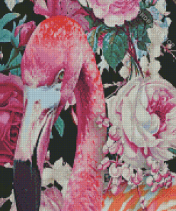 Close Up Flamingo With Rose Diamond Paintings