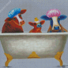 Cute Cows In Bathtub Art Diamond Paintings