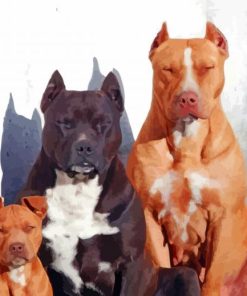 Cute Pit Bull Family Diamond Paintings