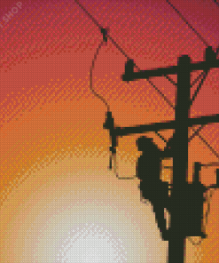 Lineman Silhouette Diamond Paintings