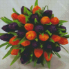 Orange And Purple Tulips Bouquet Diamond Paintings