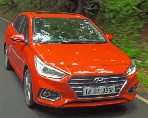 Orange Hyundai Verna Diamond Paintings