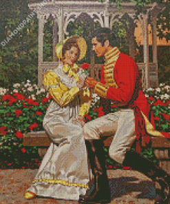 Romantic Couple In The Garden Art Diamond Paintings