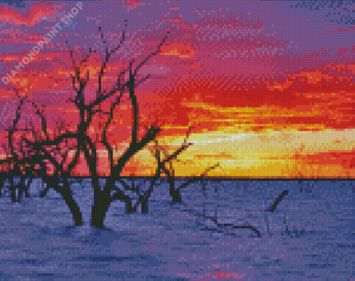 Sunset Menindee Lake Diamond Paintings