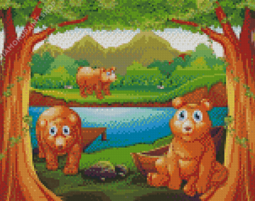 Three Bears Cartoon Diamond Paintings