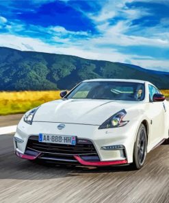 White Nissan 370 Z Art Diamond Paintings