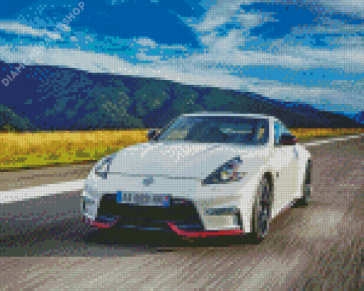 White Nissan 370 Z Art Diamond Paintings