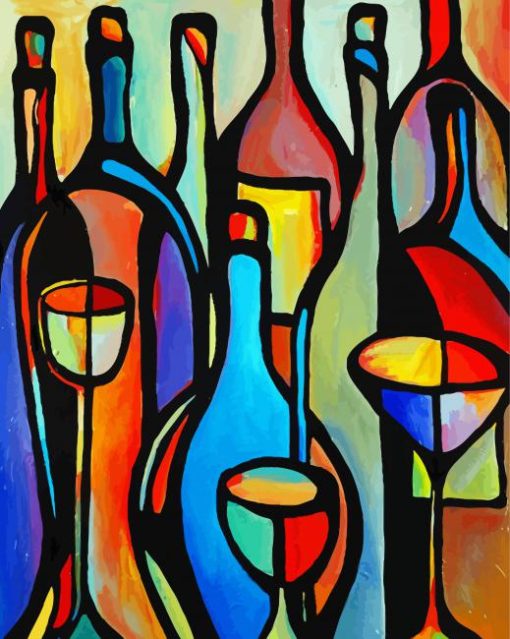 Abstract Bottles And Glasses Art Diamond Paintings