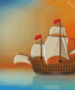 Aesthetic Sail Ship In Sea Diamond Painting