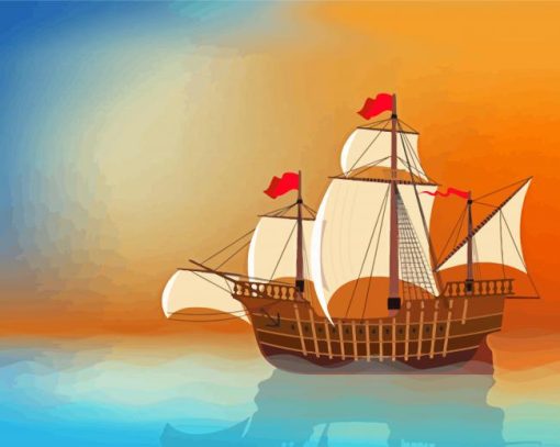 Aesthetic Sail Ship In Sea Diamond Painting