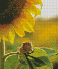 Aesthetic Sunflower With Mouse Diamond Paintings