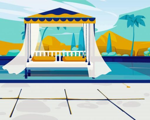 Beach Cabanas Illustration Diamond Paintings