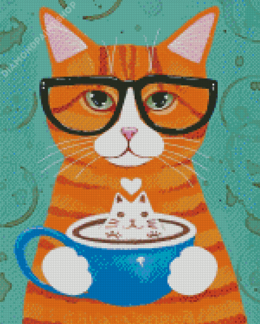 Cat And Coffee Cup Diamond Painting