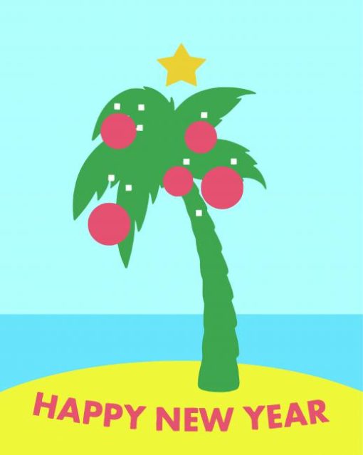 Christmas Palm Tree Illustration Diamond Painting