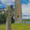 Clonmacnoise Cross Of The Inscriptions And Large Round Tower Diamond Painting