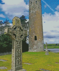 Clonmacnoise Cross Of The Inscriptions And Large Round Tower Diamond Painting