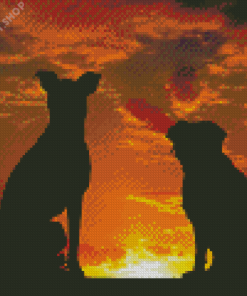 Dogs Watching Sunset Diamond Paintings