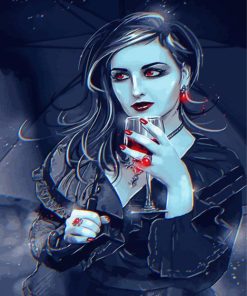 Female Vampire Drinking A Cup Of Blood Diamond Painting