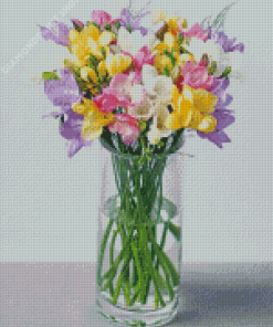 Freesias In Vase Diamond Paintings