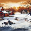 Geese In The Garden In Winter Diamond Painting