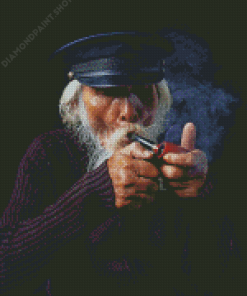 Old Man Sailor Smoking Diamond Paintings