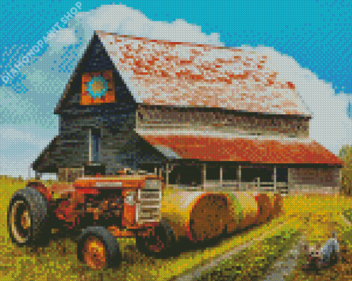 Old Tractor And Barn Diamond Paintings