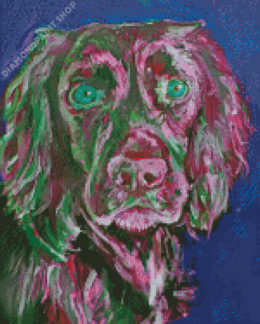 Pink And Black Dog Art Diamond Paintings