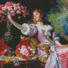 Pink Lady In Dress Diamond Paintings