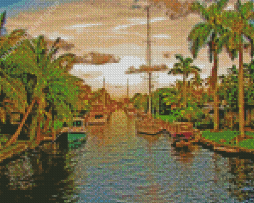 Scenic Canal Florida Diamond Paintings