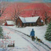 Snow Farmhouse Art Diamond Paintings