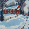 Snow Farmhouse Art Diamond Paintings