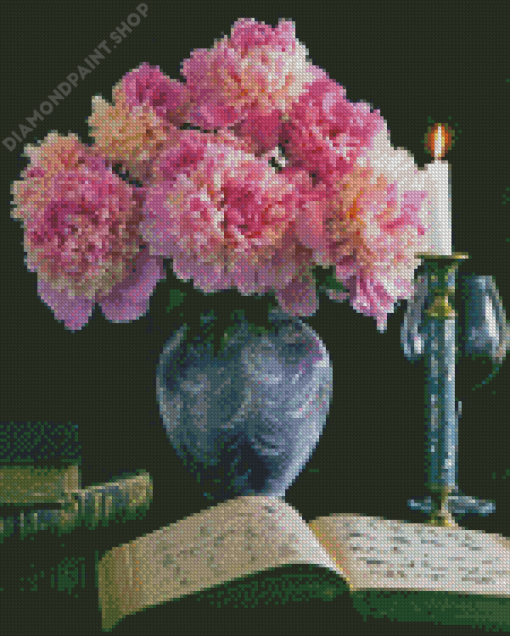 Still Life With Peonies Flowers Diamond Paintings