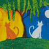 Tree Night And Day Cats Art Diamond Painting