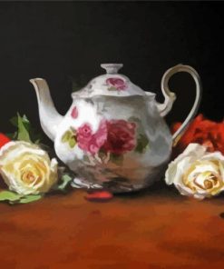 Victorian Teapot With Flowers Art Diamond