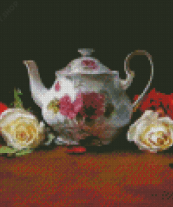 Victorian Teapot With Flowers Art Diamond