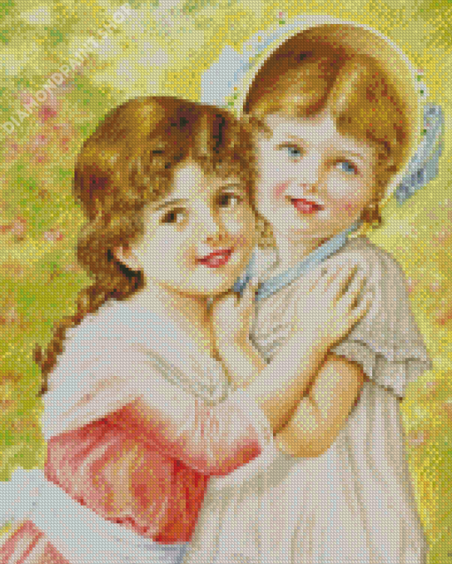 Victorian Vintage Children Diamond Paintings