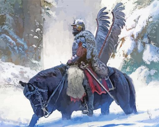 Winged Hussar In Snow Diamond Paintings