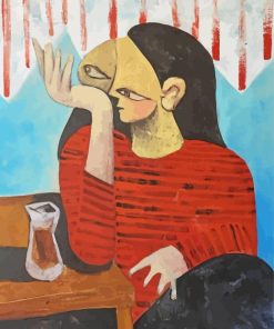 Abstract Woman Drinking Tea Diamond Paintings